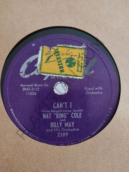 NAT KING COLE - CAN'T I - 78 DEVİR TAŞ PLAK