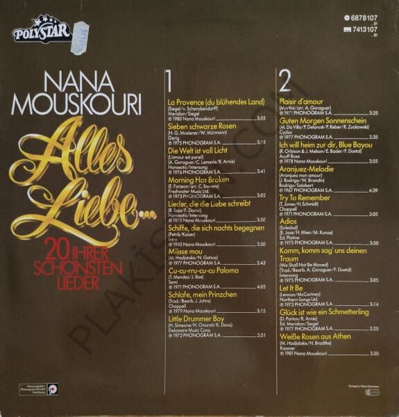 Nana Mouskouri – Alles Liebe LP PLAK