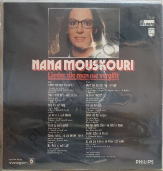 Nana Mouskouri – Lieder, Die Man Nie Vergißt LP PLAK