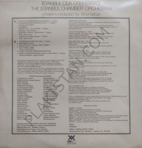 İstanbul Oda Orkestrası / The Istanbul Chamber Orchestra Yöneten: Timur Selçuk LP