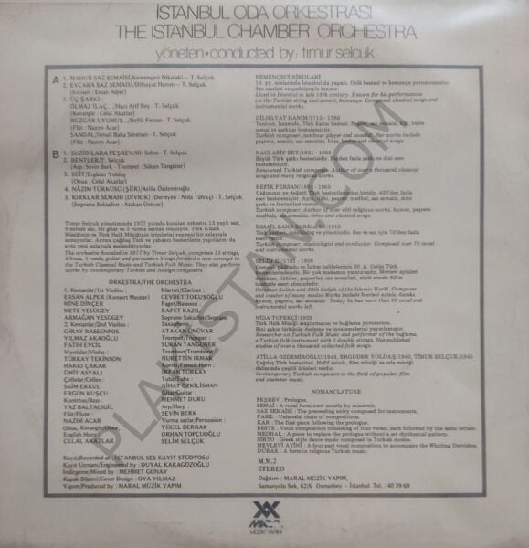 İstanbul Oda Orkestrası / The Istanbul Chamber Orchestra Yöneten: Timur Selçuk LP PLAK