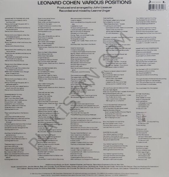 Leonard Cohen Various Positions LP PLAK