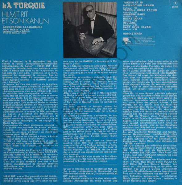 Hilmi Rit, Metin Koşan - La Turquie LP