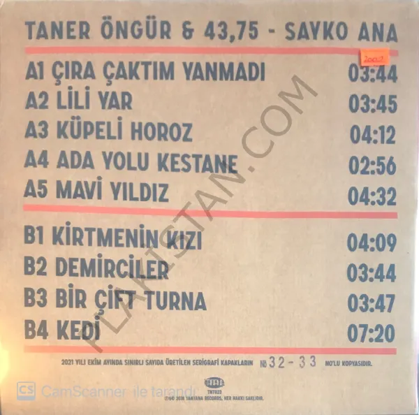 Taner Öngür & 43,75 - Sayko Ana LP