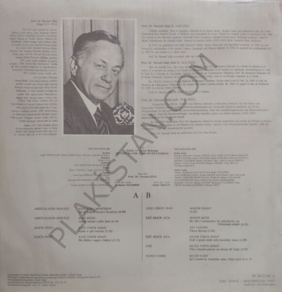 Prof. Dr. Nevzad Atlığ Klasik Türk Musikisi Abdülkadir Meragi LP