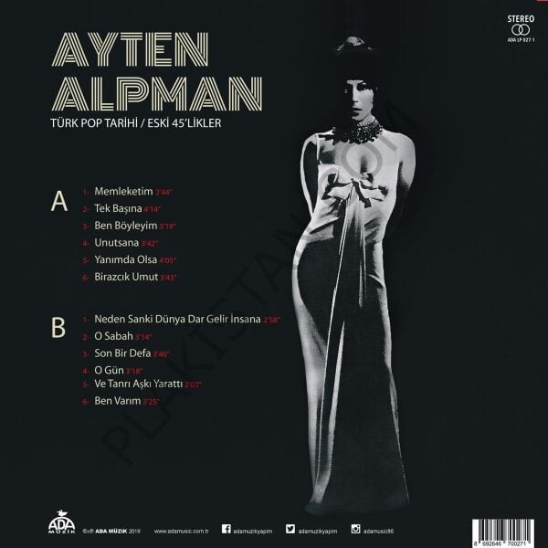 AYTEN ALPMAN - Türk Pop Tarihi / Eski 45'likler - LP PLAK