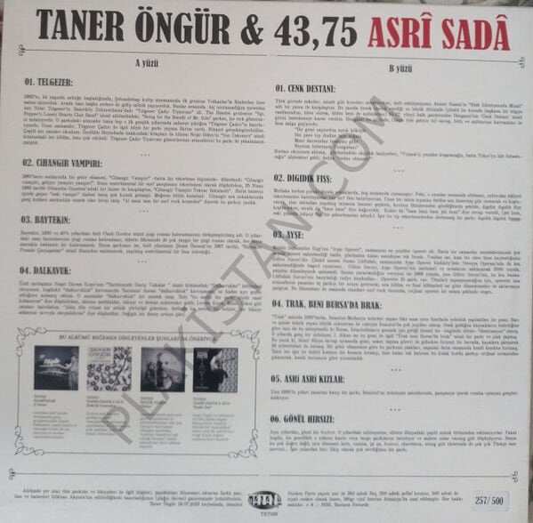 TANER ÖNGÜR -  ASRİ SADA ( SİYAH PLAK VE ISLAK İMZALI ) 250 LİMİTLİ BASKI  LP PLAK