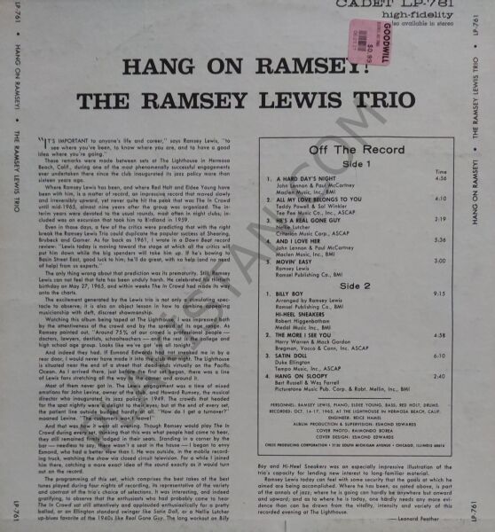 The Ramsey Lewis Trio – Hang On Ramsey! LP PLAK