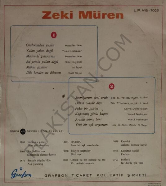 Zeki Müren Grafson 7023 LP PLAK