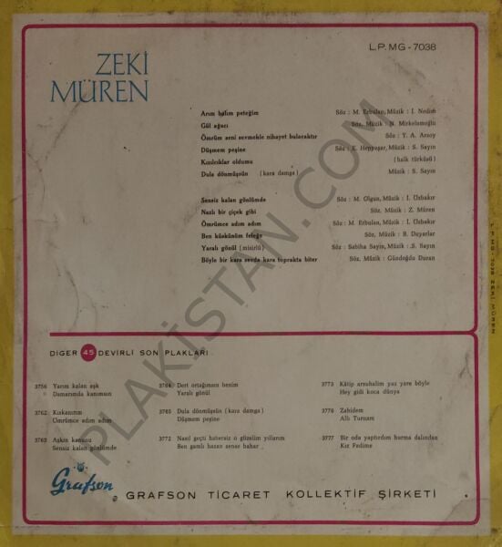 Zeki Müren Grafson 7038 LP PLAK