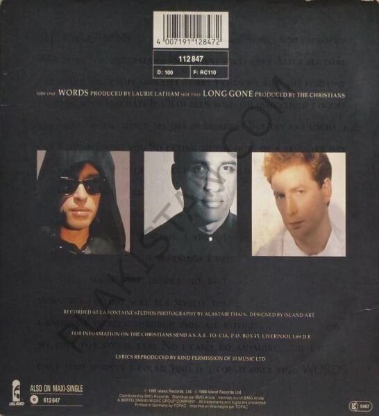 The Christians – Words 45 LİK PLAK