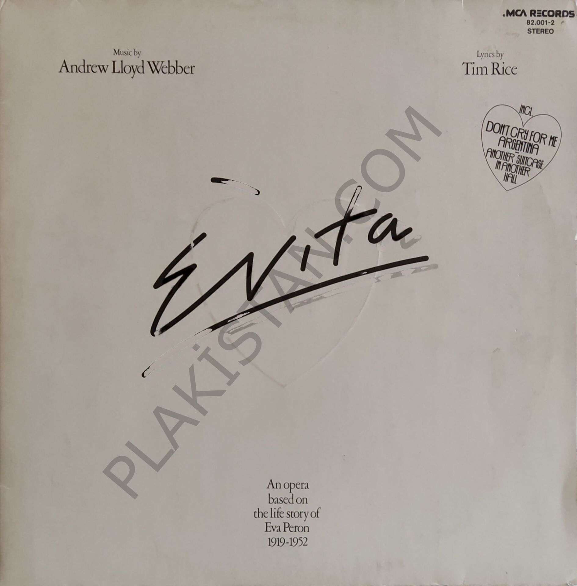 Andrew Lloyd Webber, Tim Rice – Evita LP PLAK