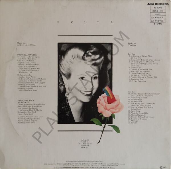 Andrew Lloyd Webber, Tim Rice – Evita LP PLAK