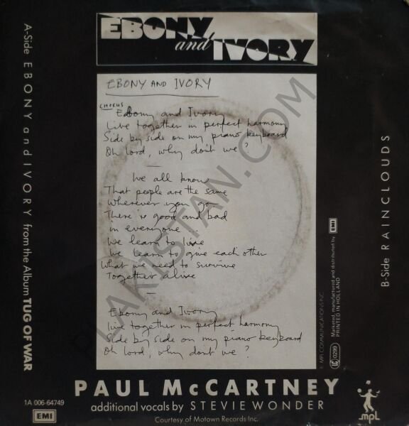 Paul McCartney – Ebony And Ivory 45 LİK PLAK