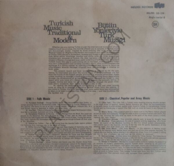 Turkish Musıc Traditional & Modern LP PLAK
