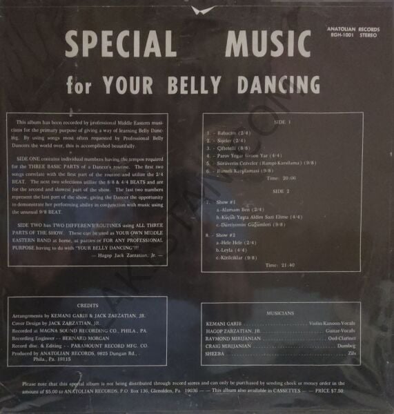 Specıal Musıc for Your Belly Dancing LP PLAK