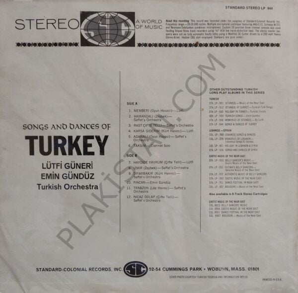Songs and dances of Turkey LP PLAK