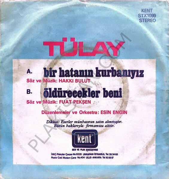 Tülay - Bir Hatanın Kurbanıyız 45 lik PLAK