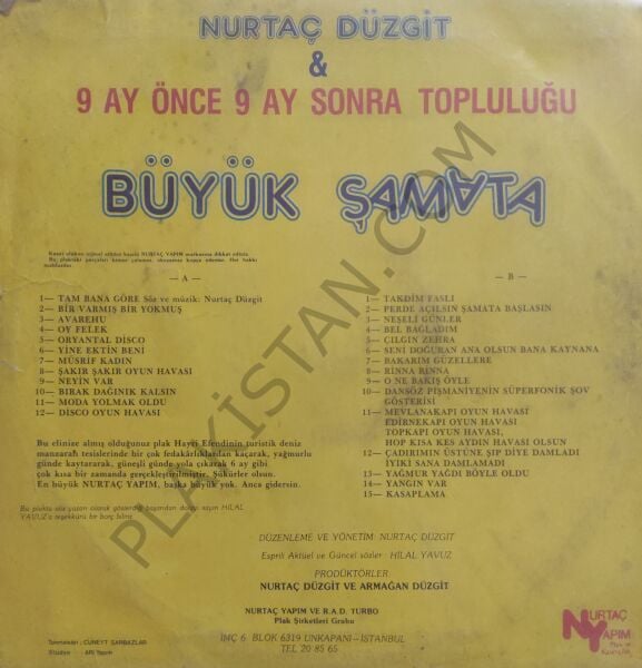 Nurtaç Düzgit 9 Ay Önce 9 Ay Sonra Topluluğu Büyük Şamata 2 LP