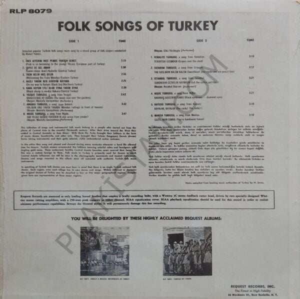 Türk Halk Müžigi & Folksongs Of Turkey LP PLAK