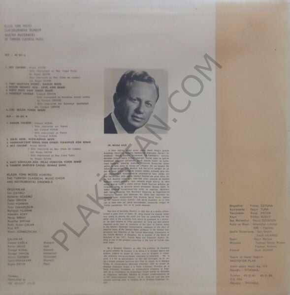 Klâsik Türk Müziği Korosu* Yöneten: Nevzad Atlığ* – Klâsik Türk Müziği Şaheserlerinden Seçmeler LP PLAK