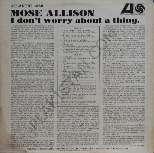 Mose Allison – I Don't Worry About A Thing LP PLAK