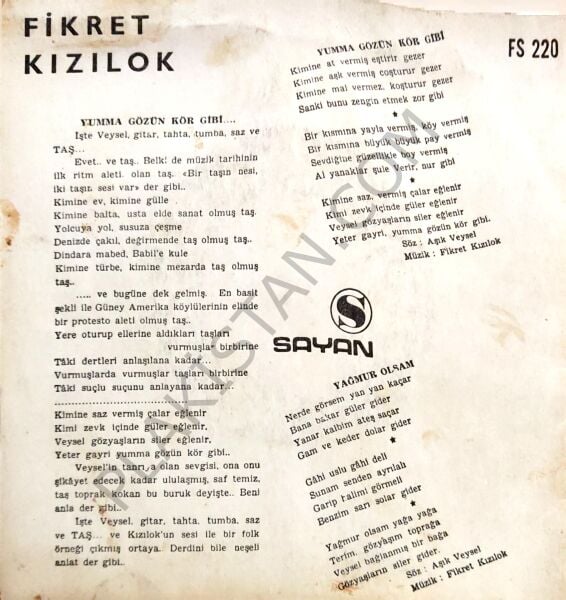 Fikret Kızılok Yağmur Olsam 45lik