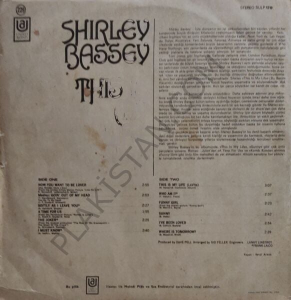 Shirley Bassey – This Is My Life LP PLAK