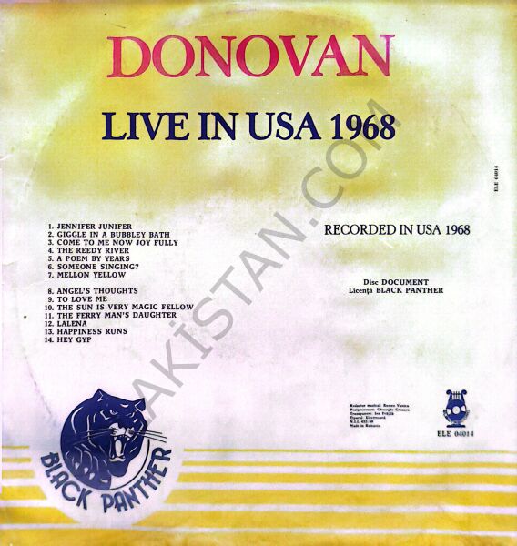 Donovan Live ın Usa 1968 LP PLAK