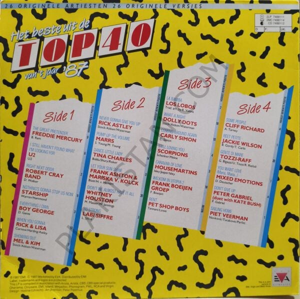 Het Beste Uit De Top 40 Van 't Jaar '87 2 LONGPLAY PLAK