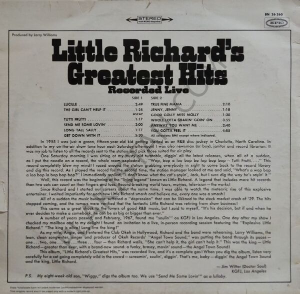 Little Richard – Greatest Hits Recorded Live LP PLAK