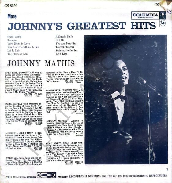 Johnny's Greatest Hits LP PLAK