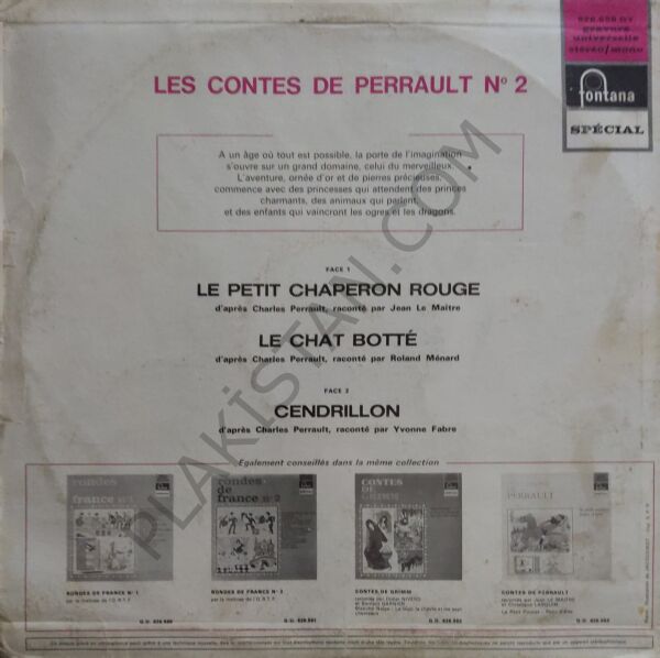 Les contes de Perrault N2 - cendrillon, Le chat botté, Le petit chaperon rouge LP PLAK