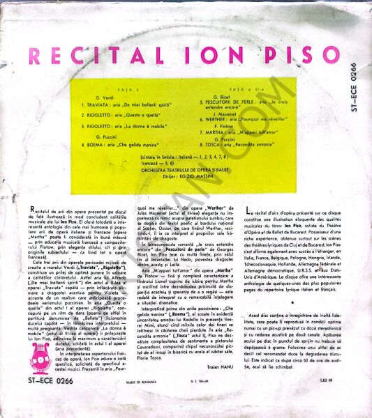 ION PISO - ARII DIN OPERE LP PLAK