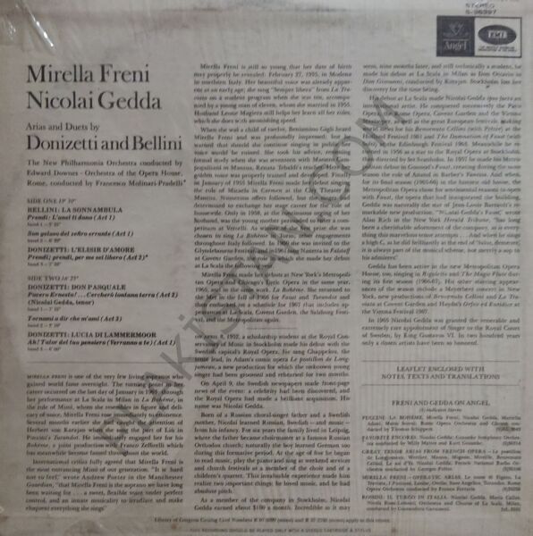 Nicolai Gedda, Mirella Freni – Donizetti & Bellini Arias and Duos LP PLAK