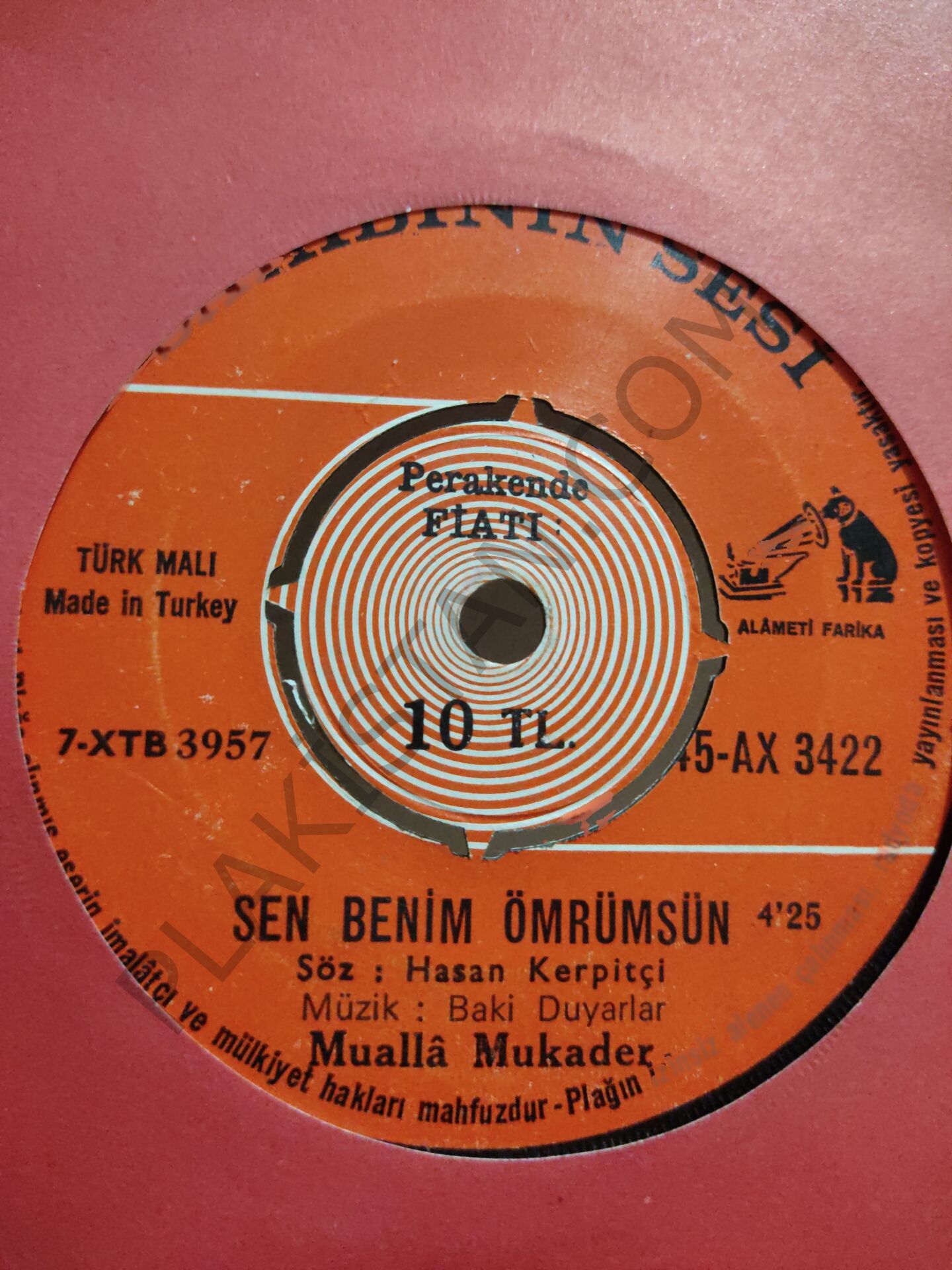 Mualla Mukadder Sevmesini bilmedin 45lik PLAK