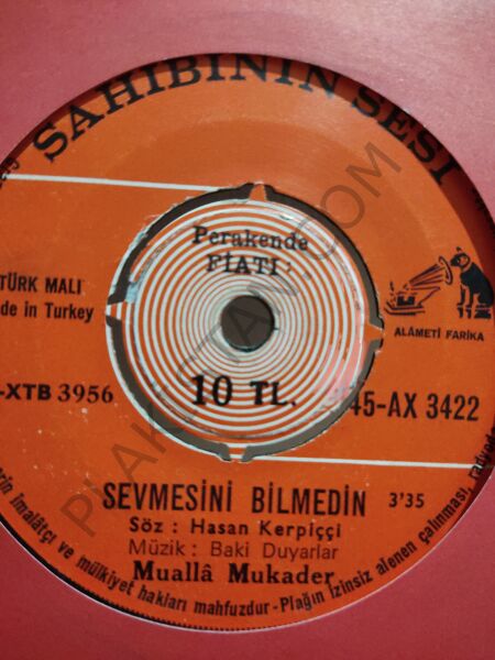 Mualla Mukadder Sevmesini bilmedin 45lik PLAK