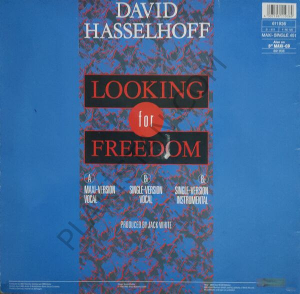 David Hasselhoff Looking For Freedom 45lik LP PLAK