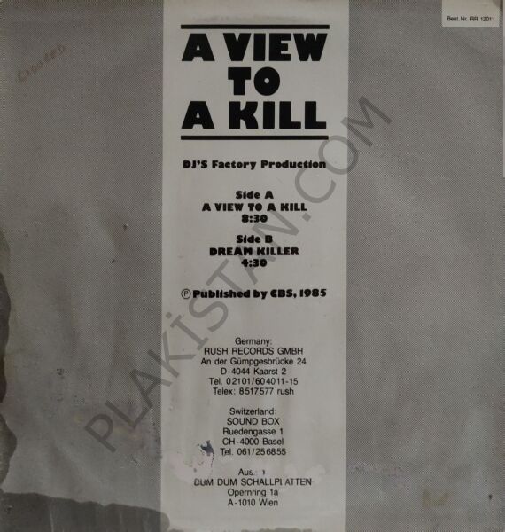 DJ's Factory – A View To A Kill - LIMITED EDITION - LP PLAK