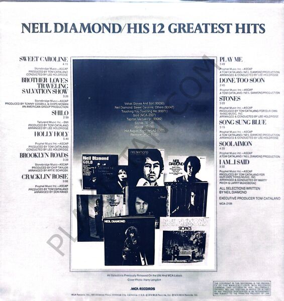 Neil Diamond – His 12 Greatest Hits LP PLAK