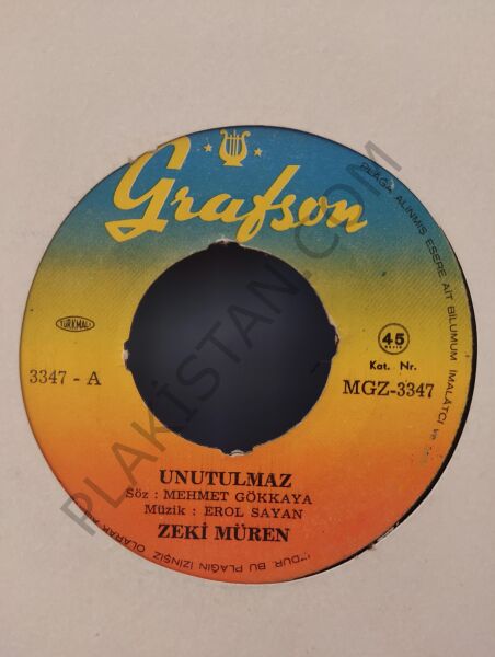 Zeki Müren Unutulmaz ( göbeksiz ) 45lik