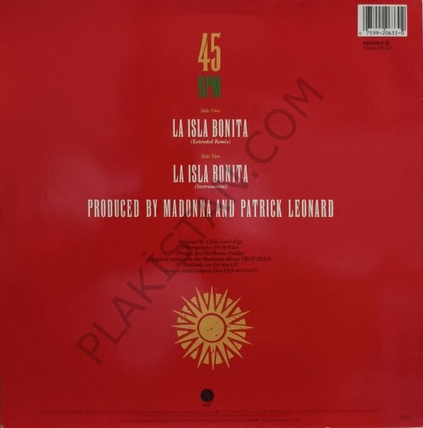 Madonna -  La Isla Bonita maxsi Single LP PLAK