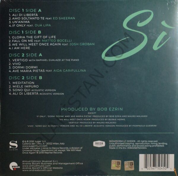 Andrea Bocelli - Si LP PLAK