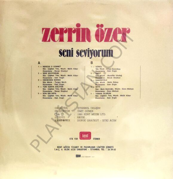 Zerrin Özer- Dönem Baskı - Seni Seviyorum LP PLAK