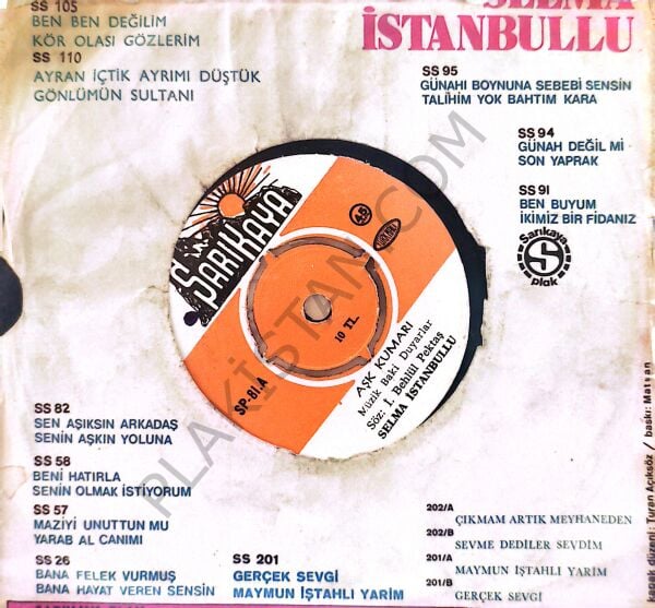 Selma İstanbullu Aşk Kumarı 45 lik PLAK