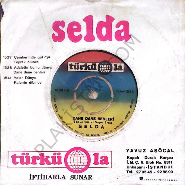Selda Adaletin Bumu Dünya 45 lik PLAK