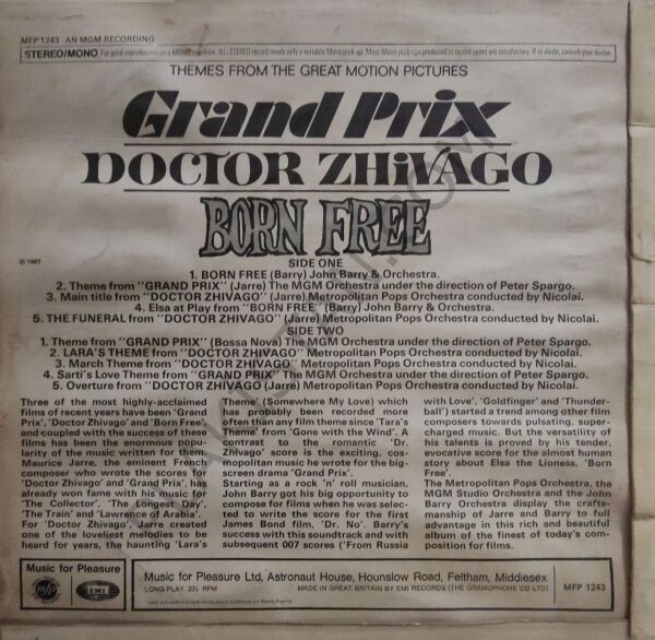 Grand Prix Doctor Zhivago Born Free LP PLAK