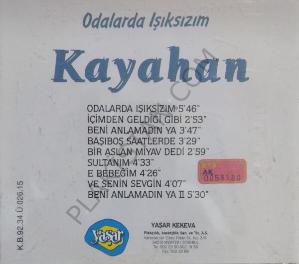 Kayahan Odalarda ışıksızım CD