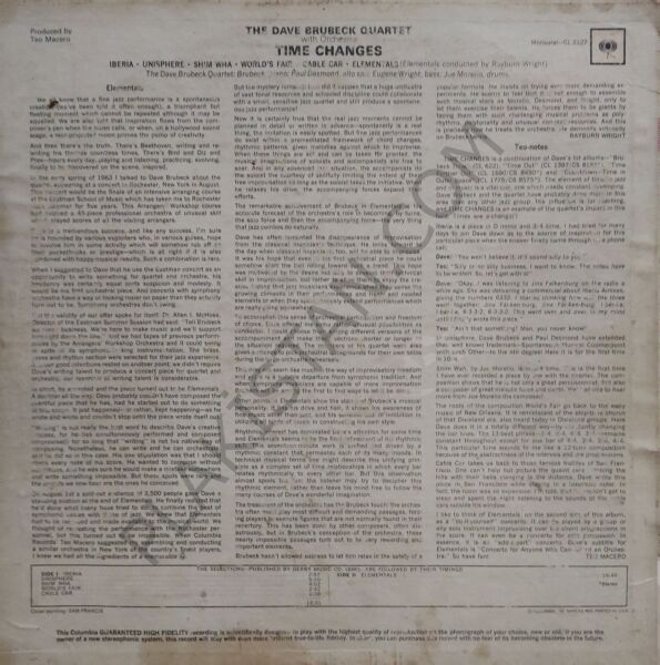 The Dave Brubeck Quartet – Time Changes LP PLAK