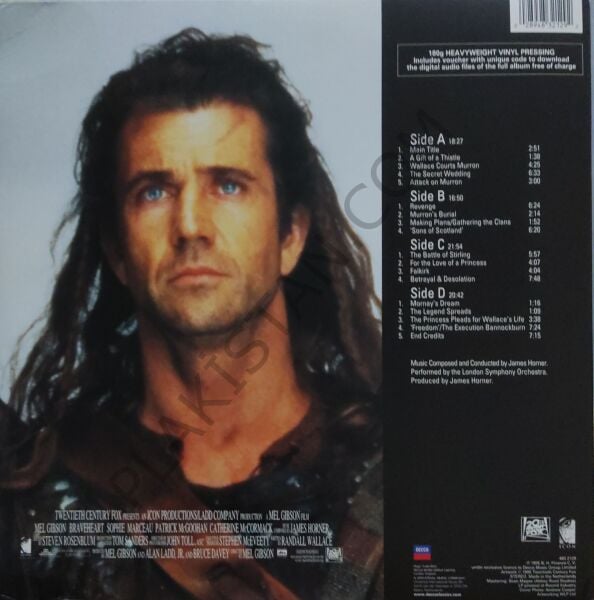 JAMES HORNER - BRAVEHEART SOUNDTRACK 2 LP PLAK